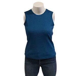 [Alia] Blue Jewel Neck Tank - Size M